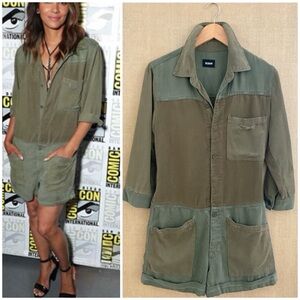 Hudson Jumpsuit Indie Thrashed Y2k Romper Grunge Coachella Cotton Distressed